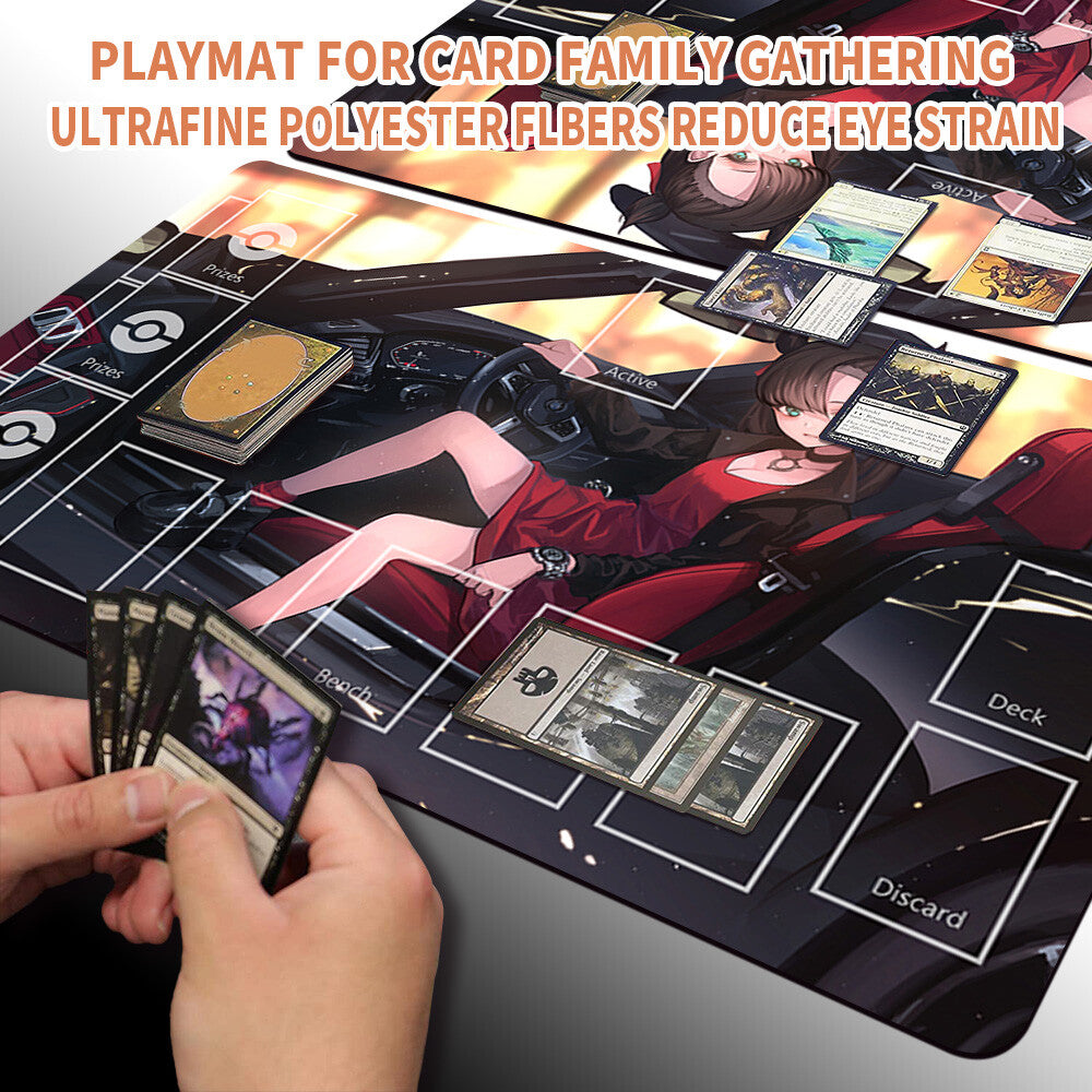 NEW Pokemon Playmat Stitched Edge with Card Zones Free Bag Rubber Playmat Stitched Edge Compatible Pokemon