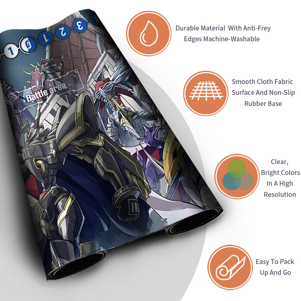 Board Game Digimon Playmat With Card Zones Mousepad Playmat of TCG CCG Stitched Edge