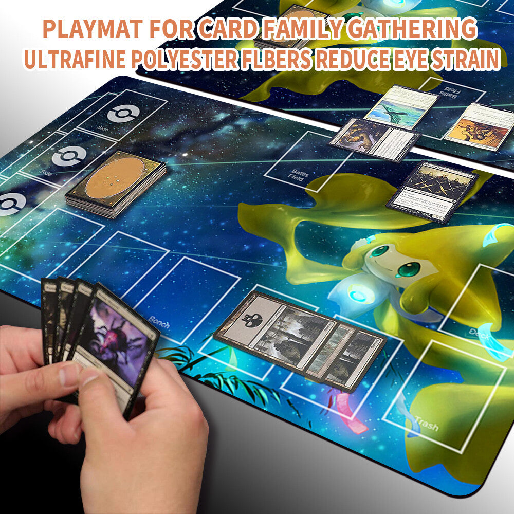 NEW Pokemon Playmat Stitched Edge with Card Zones Free Bag Rubber Playmat Stitched Edge Compatible Pokemon