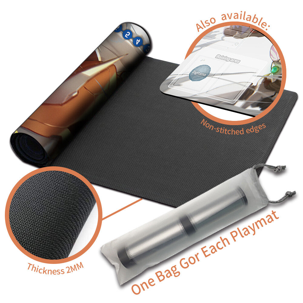 Board Game Digimon Playmat With Card Zones Mousepad Playmat of TCG CCG Stitched Edge