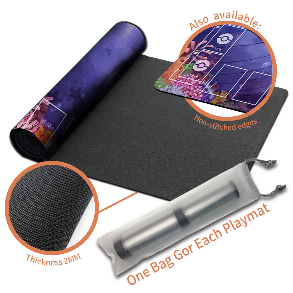 NEW Pokemon Playmat Stitched Edge with Card Zones Free Bag Rubber Playmat Stitched Edge Compatible Pokemon