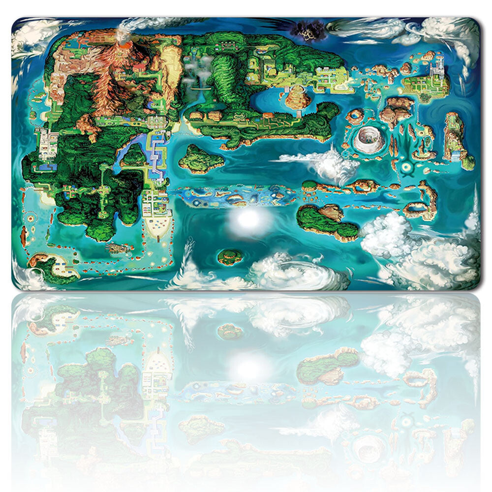 910141 - Board Game Pokemon Map Playmat Stitched Edge Games Mousepad Play Mat of TCG
