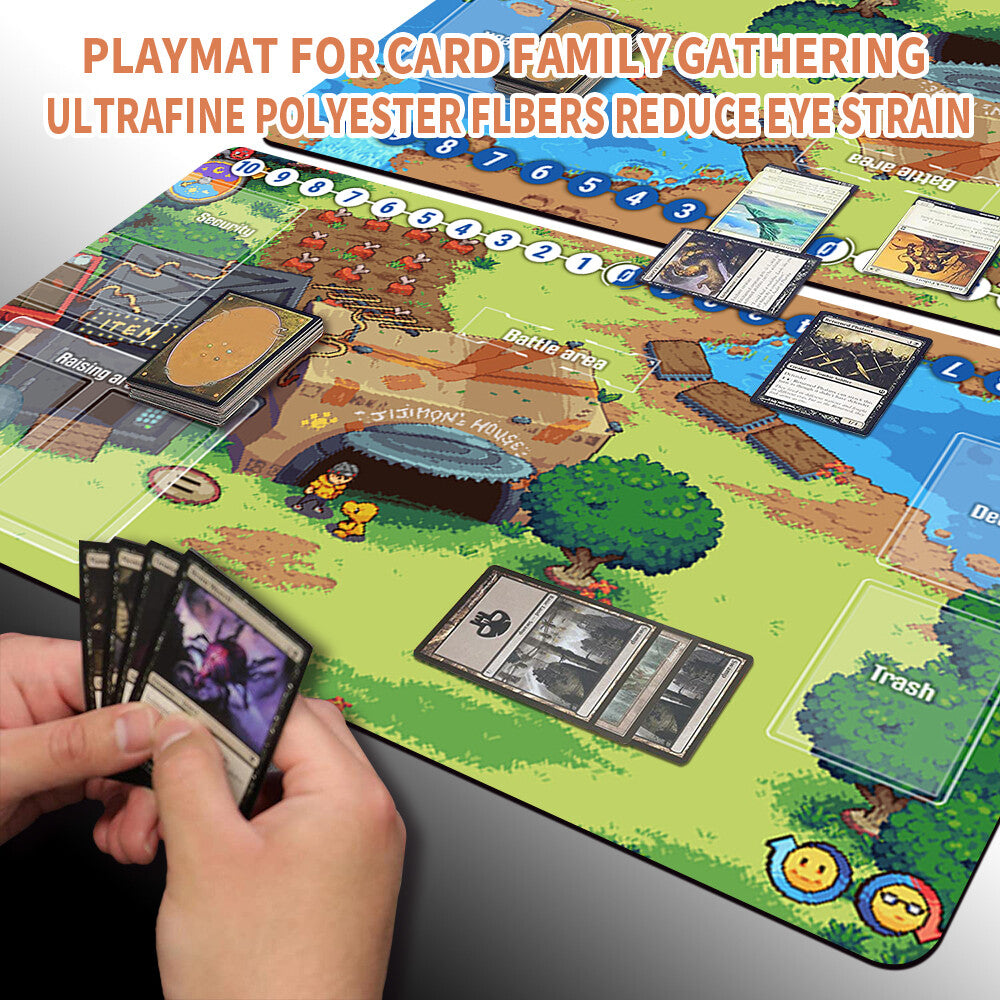 Board Game Digimon Playmat With Card Zones Mousepad Playmat of TCG CCG Stitched Edge