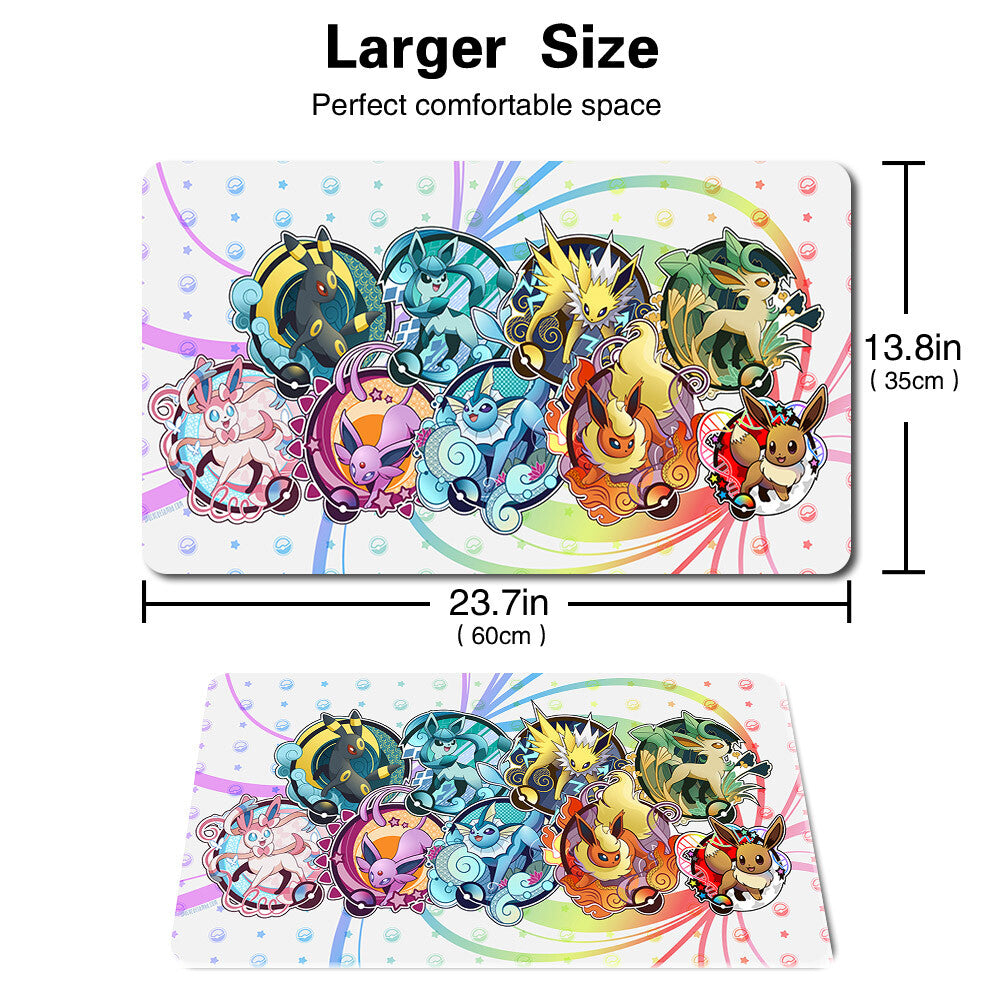 Eeveelutions - Board Game Pokemon Eevee Playmat Stitched Edge Games Mousepad Play Mat of TCG