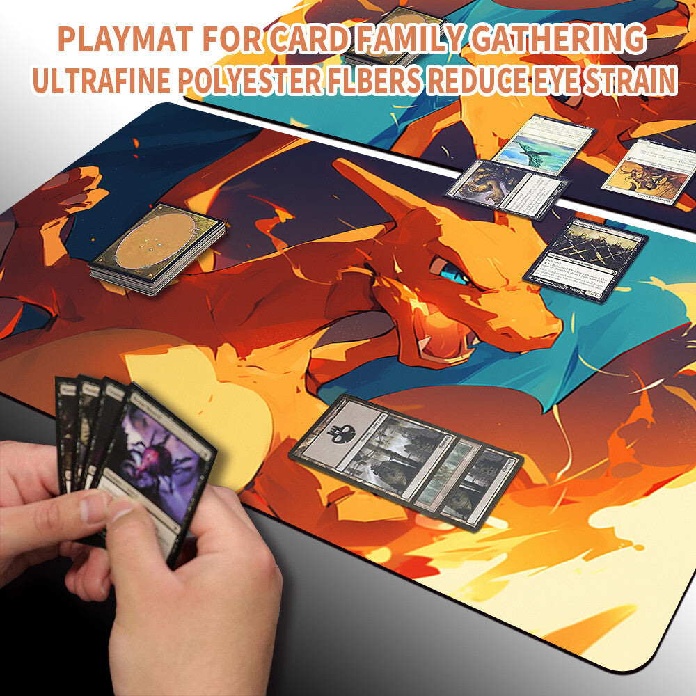 New Pokemon Charizard Playmat Stitched Edge with Free Bag | Pokemon TCG Playmat Stitched Edge | 1351146