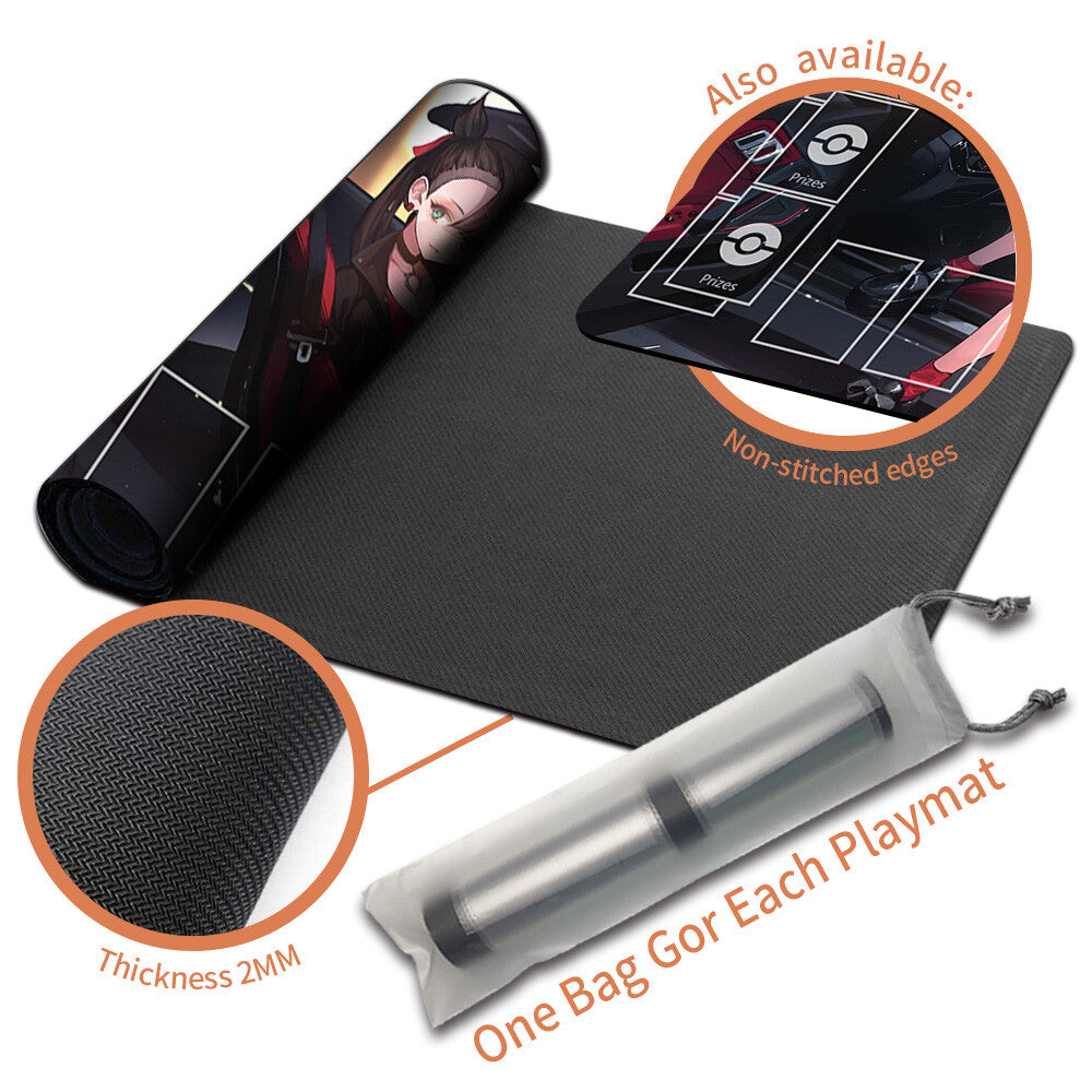 NEW Pokemon Playmat Stitched Edge with Card Zones Free Bag Rubber Playmat Stitched Edge Compatible Pokemon