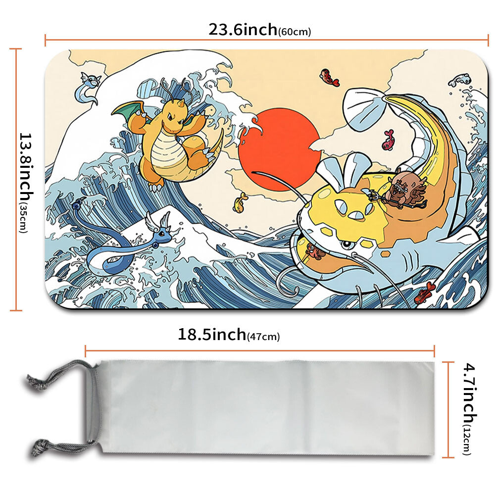 New Pokemon Dragonite Playmat Stitched Edge with Free Bag | Pokemon Playmat Stitched Edge With Zones |215455