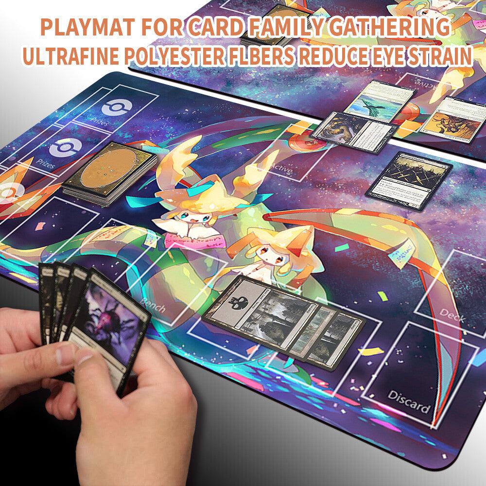 NEW Pokemon Playmat Stitched Edge with Card Zones Free Bag Rubber Playmat Stitched Edge Compatible Pokemon