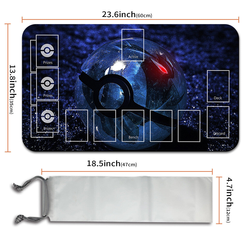 NEW Pokemon Playmat Stitched Edge with Card Zones Free Bag Rubber Playmat Stitched Edge Compatible Pokemon