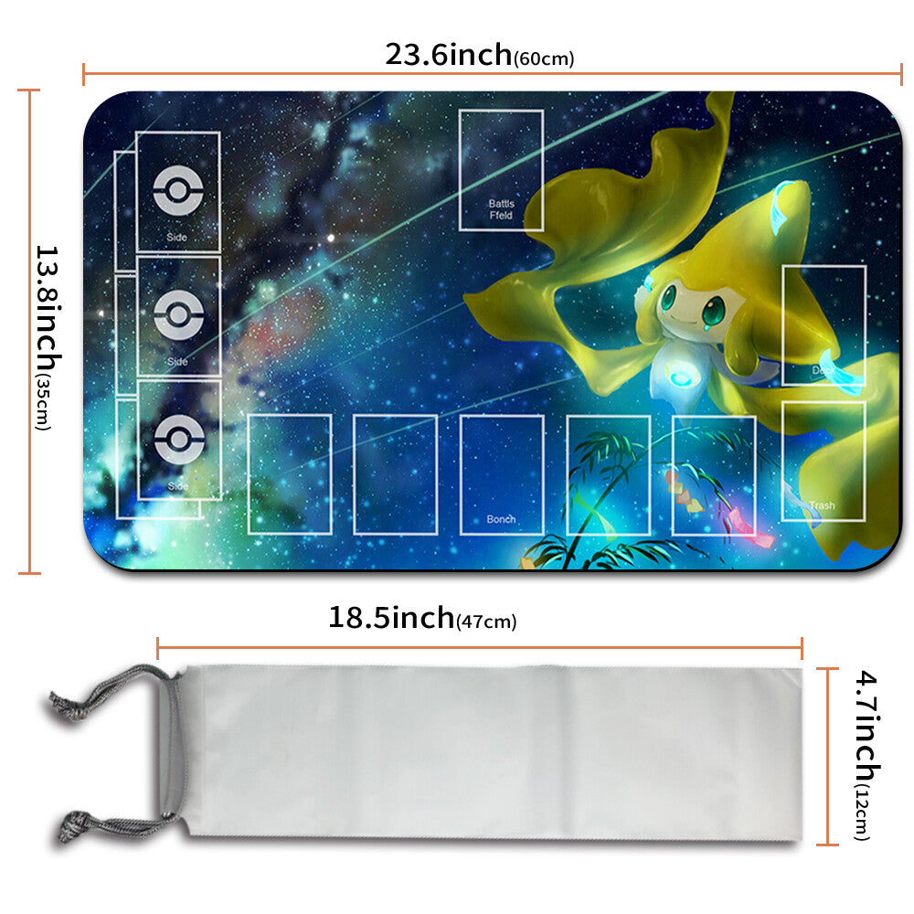NEW Pokemon Playmat Stitched Edge with Card Zones Free Bag Rubber Playmat Stitched Edge Compatible Pokemon