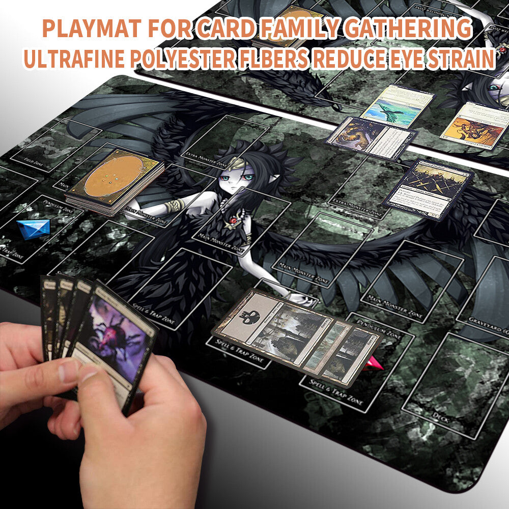 Yugioh Playmat Stitched Edge With Card Zones Yugioh Mouse pad Playmat Stitched Edge of Yugioh TCG