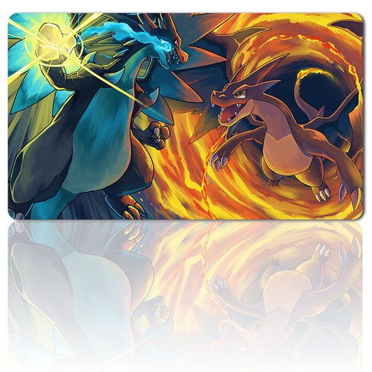 Board Game Pokemon Mega Charizard Playmat Stitched Edge Games Mousepad Play Mat of TCG-4lkg6p