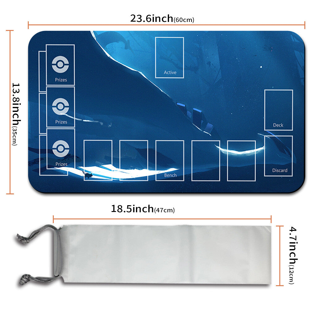 NEW Pokemon Playmat Stitched Edge with Card Zones Free Bag Rubber Playmat Stitched Edge Compatible Pokemon