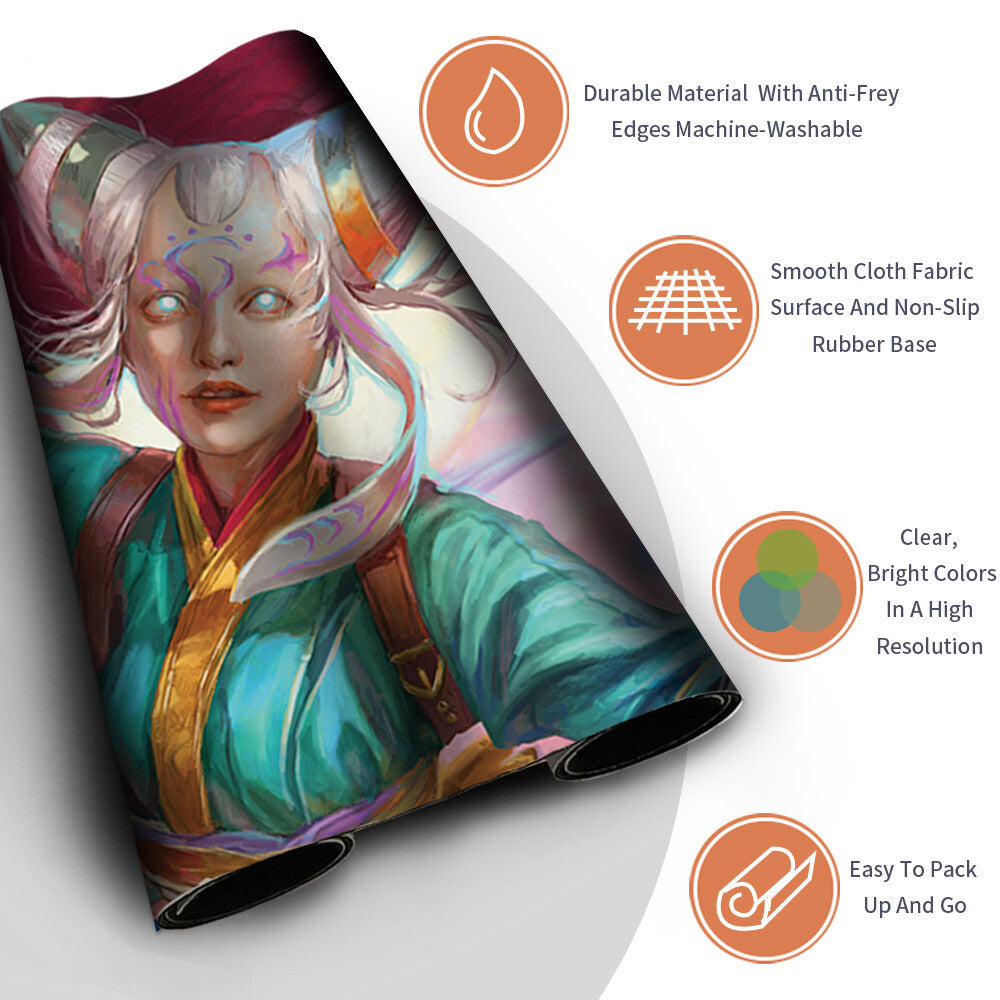 TAMIYO, SEASONED SCHOLAR - Magic The Gathering MTG Playmat TCG CCG MTG Playmat Stitched Edge