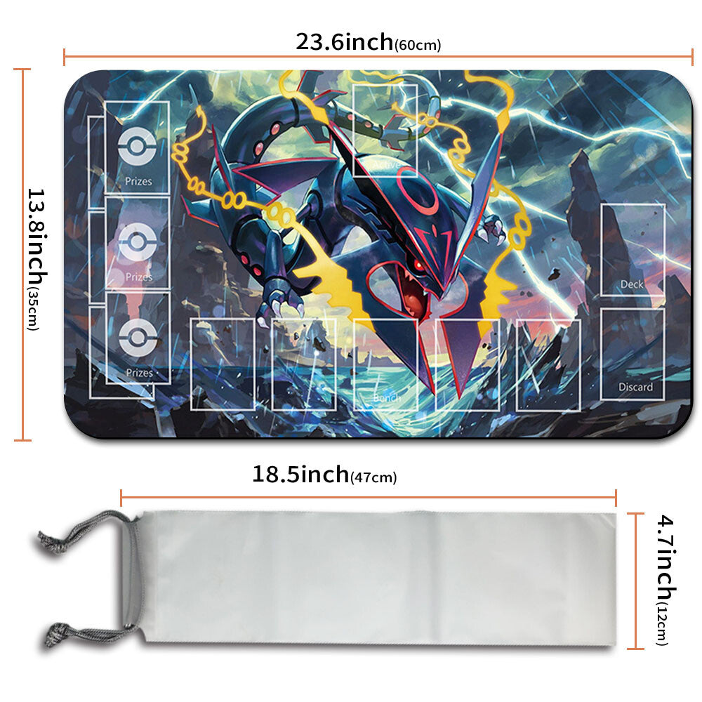 New Pokemon Mega Rayquaza Playmat Stitched Edge with Free Bag