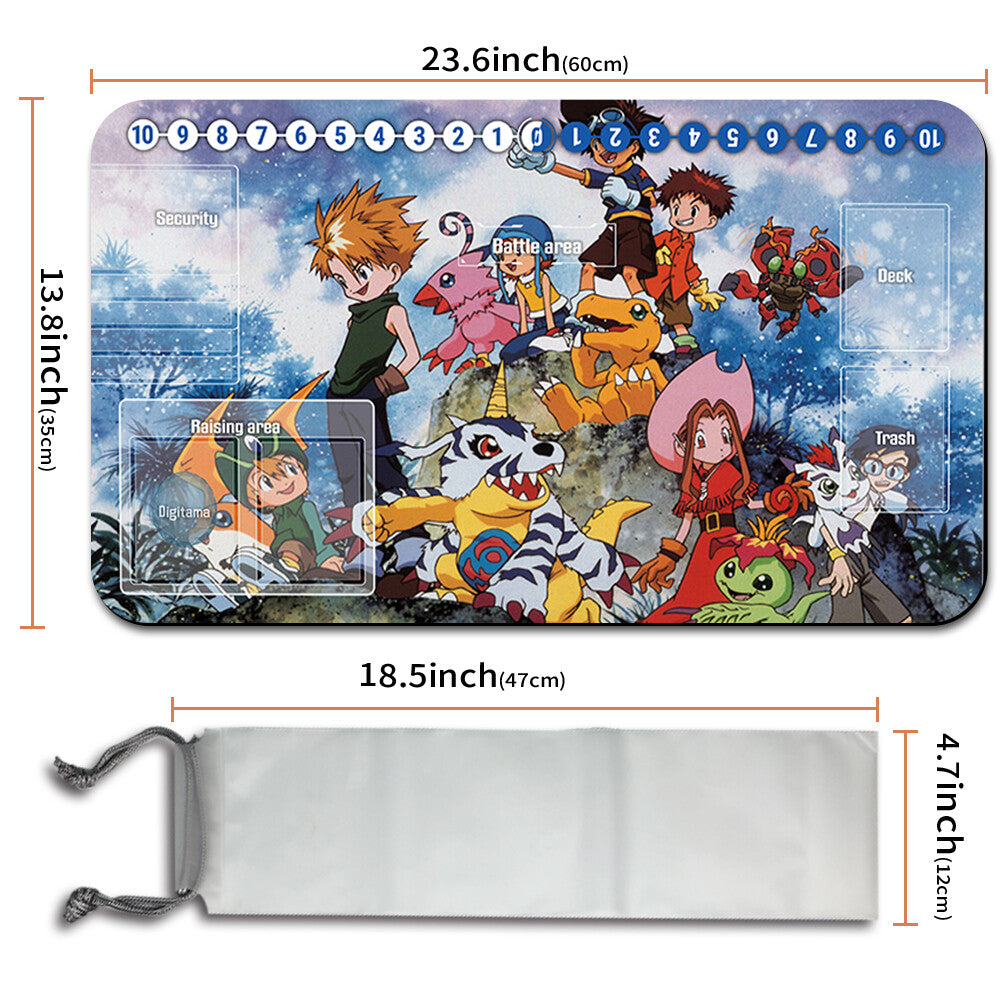 Board Game Digimon Playmat With Card Zones Mousepad Playmat of TCG CCG Stitched Edge