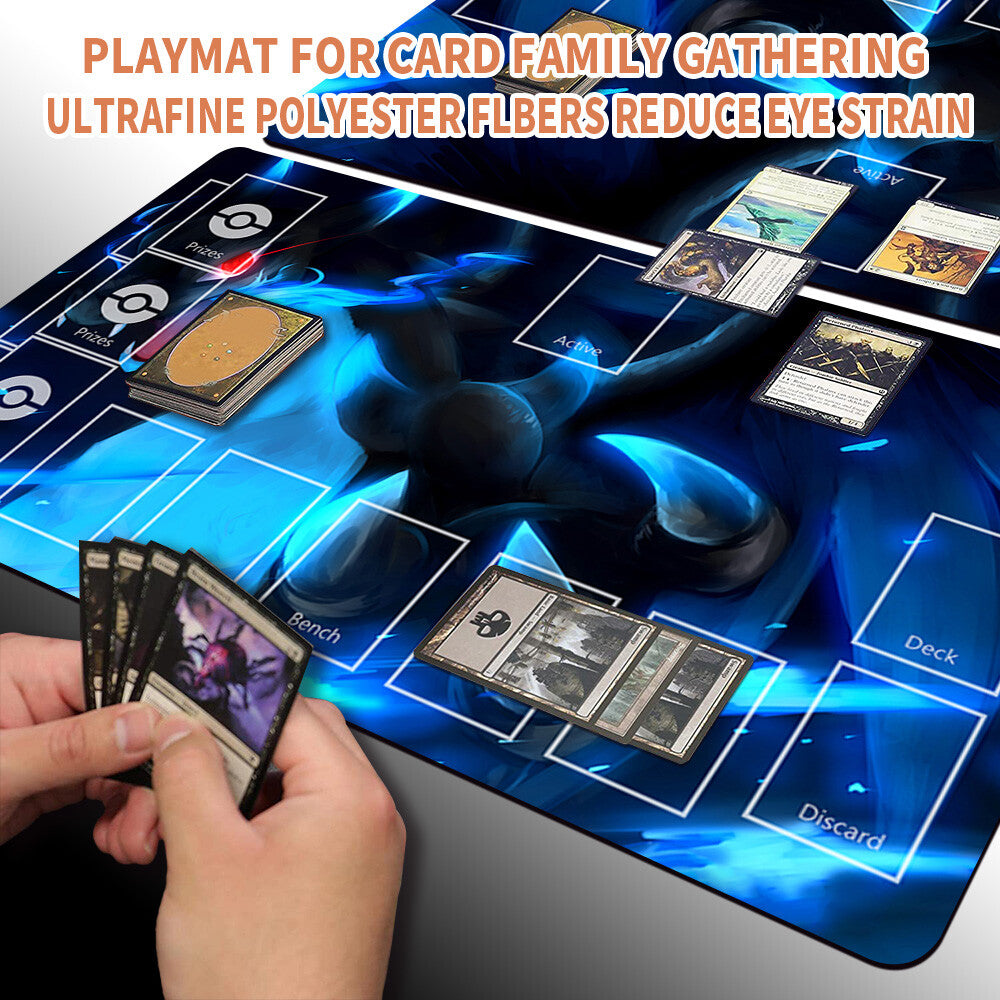 NEW Pokemon Charizard Playmat Stitched Edge with Card Zones Free Bag Rubber Playmat Stitched Edge of TCG