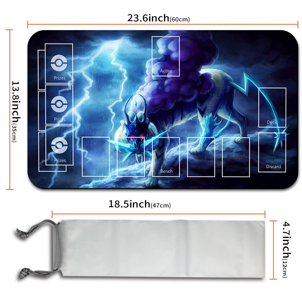 NEW Pokemon Playmat Stitched Edge with Card Zones Free Bag Rubber Playmat Stitched Edge Compatible Pokemon