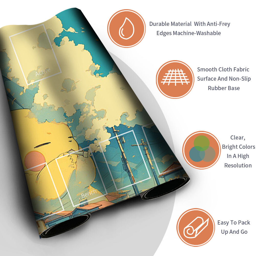 New Pokemon Pikachu Playmat Stitched Edge with Free Bag | Pokemon Playmat Stitched Edge With Zones | 146521