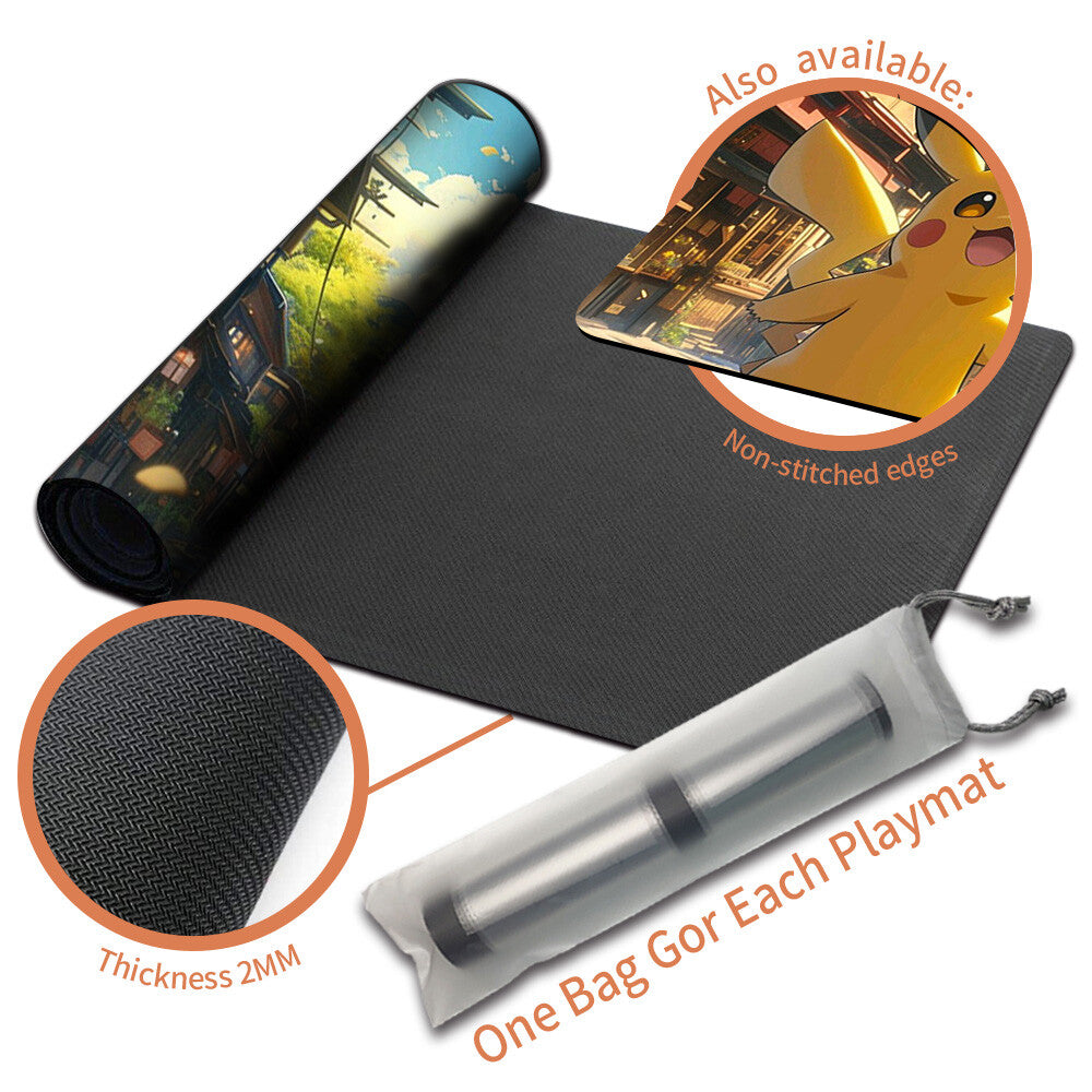 New Pokemon Pikachu Playmat Stitched Edge with Free Bag | Pokemon TCG Playmat Stitched Edge | 391656