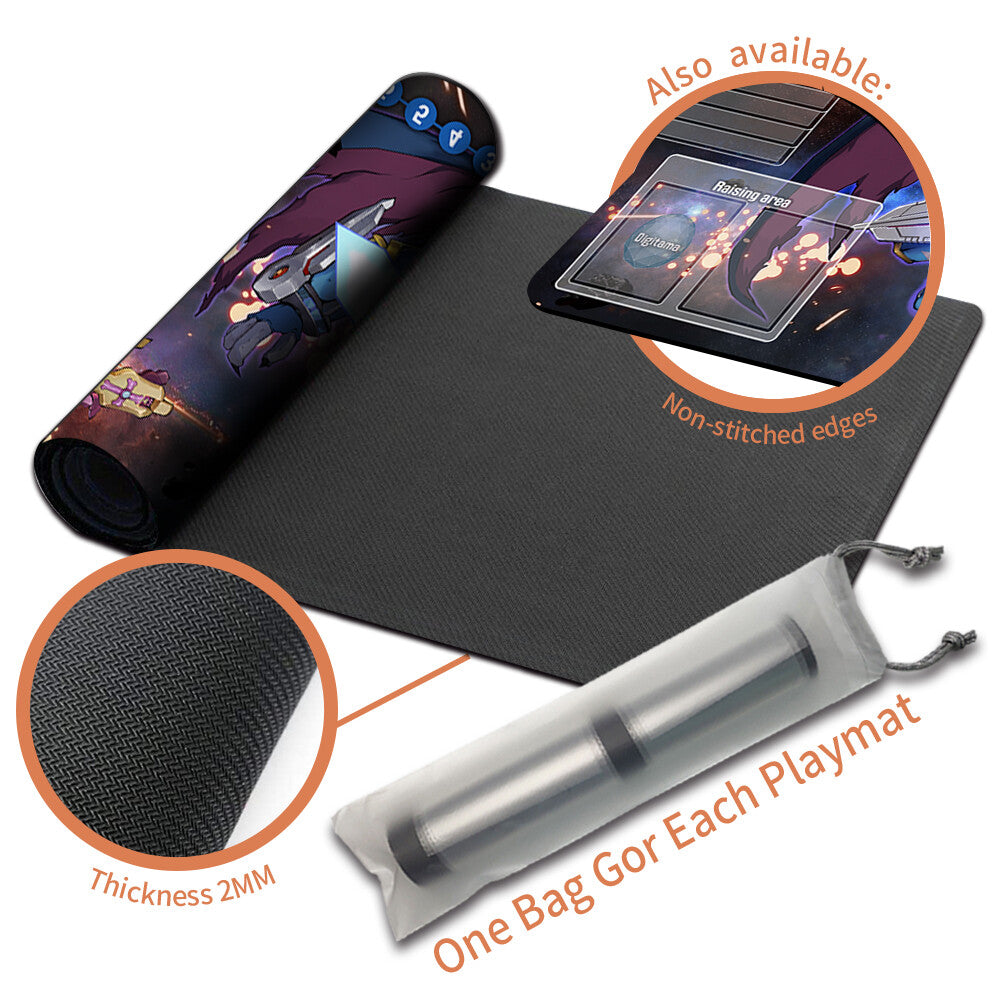 Board Game Digimon Playmat With Card Zones Mousepad Playmat of TCG CCG Stitched Edge