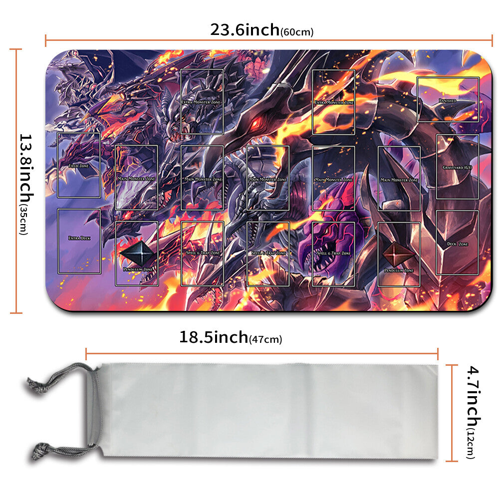 Yugioh Playmat Stitched Edge With Card Zones Yugioh Mouse pad Playmat Stitched Edge of Yugioh TCG