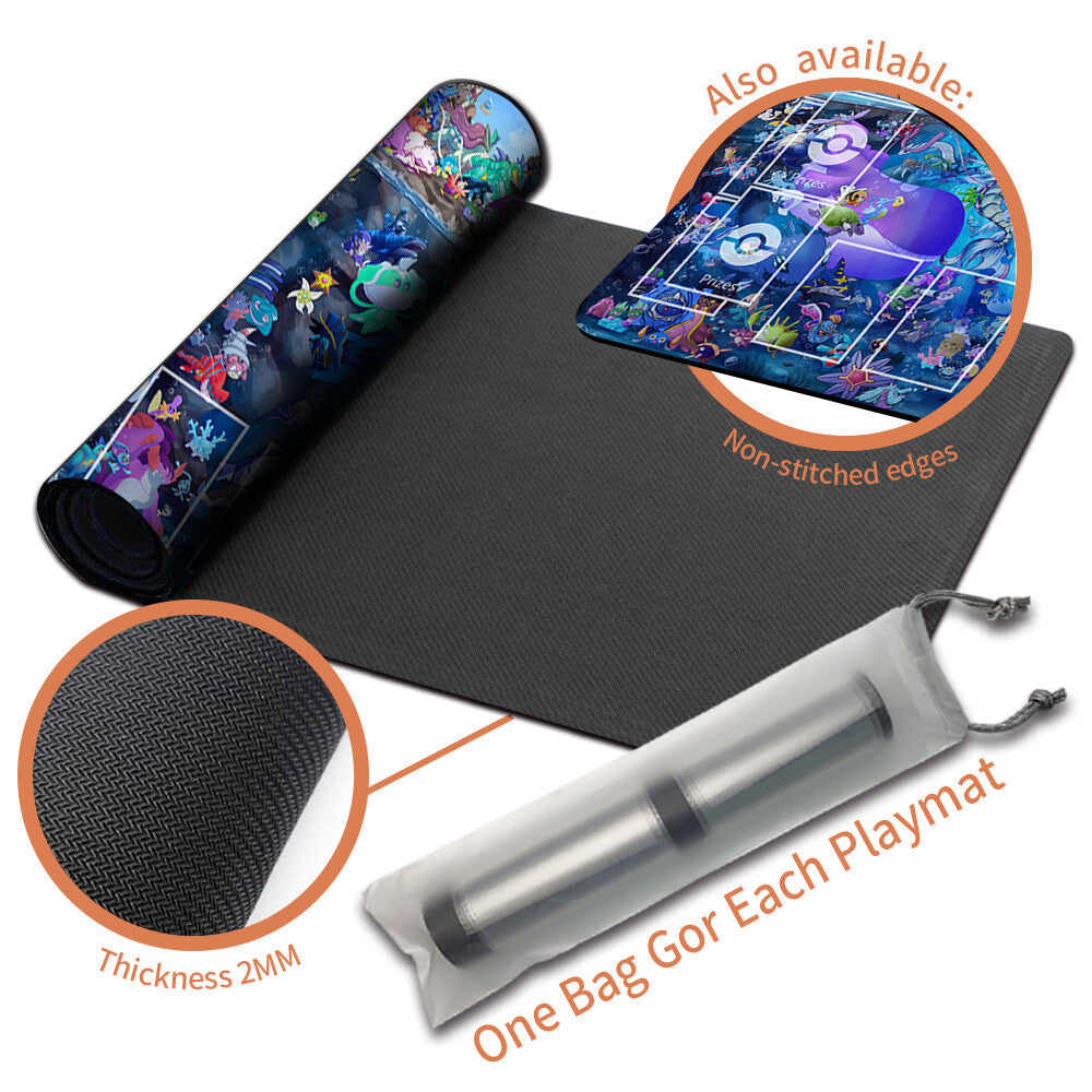 Pokemon Playmat Stitched Edge With Zones + Free Bag Trading Card Game Playmat Stitched Edge of MTG TCG CCG
