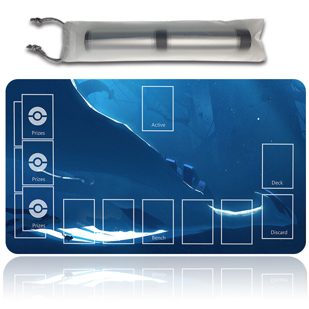 NEW Pokemon Playmat Stitched Edge with Card Zones Free Bag Rubber Playmat Stitched Edge Compatible Pokemon