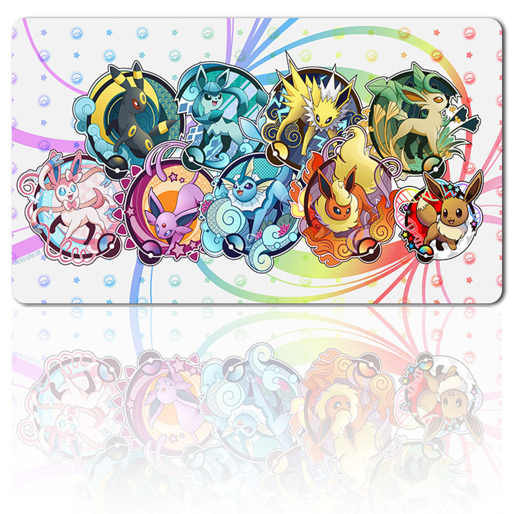 Eeveelutions - Board Game Pokemon Eevee Playmat Stitched Edge Games Mousepad Play Mat of TCG