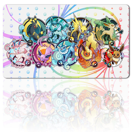Eeveelutions - Board Game Pokemon Eevee Playmat Stitched Edge Games Mousepad Play Mat of TCG