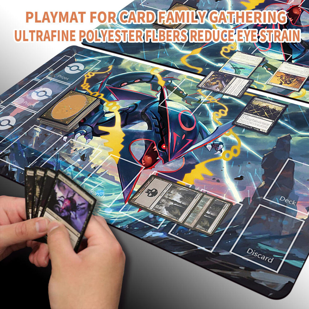New Pokemon Mega Rayquaza Playmat Stitched Edge with Free Bag