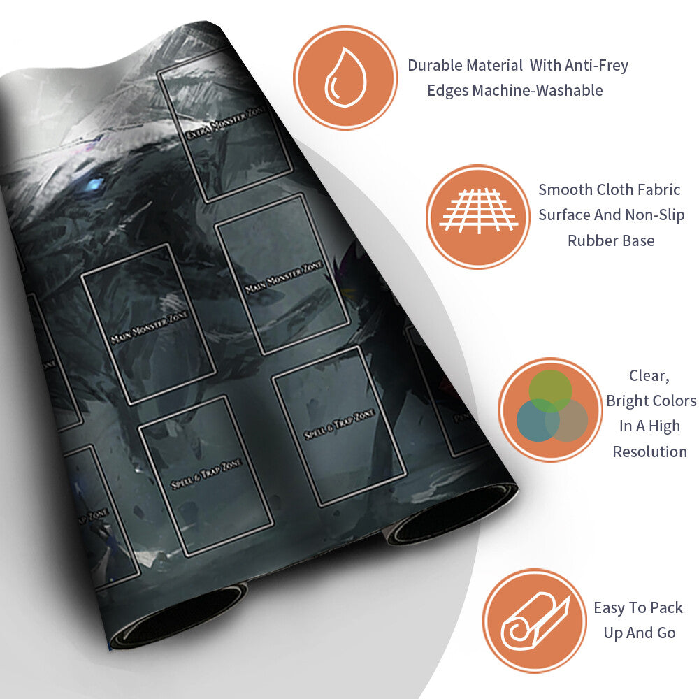 Yugioh Playmat Stitched Edge With Card Zones Yugioh Mouse pad Playmat Stitched Edge of Yugioh TCG