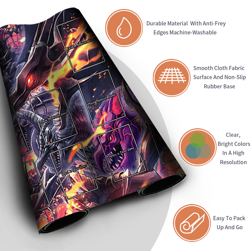 Yugioh Playmat Stitched Edge With Card Zones Yugioh Mouse pad Playmat Stitched Edge of Yugioh TCG