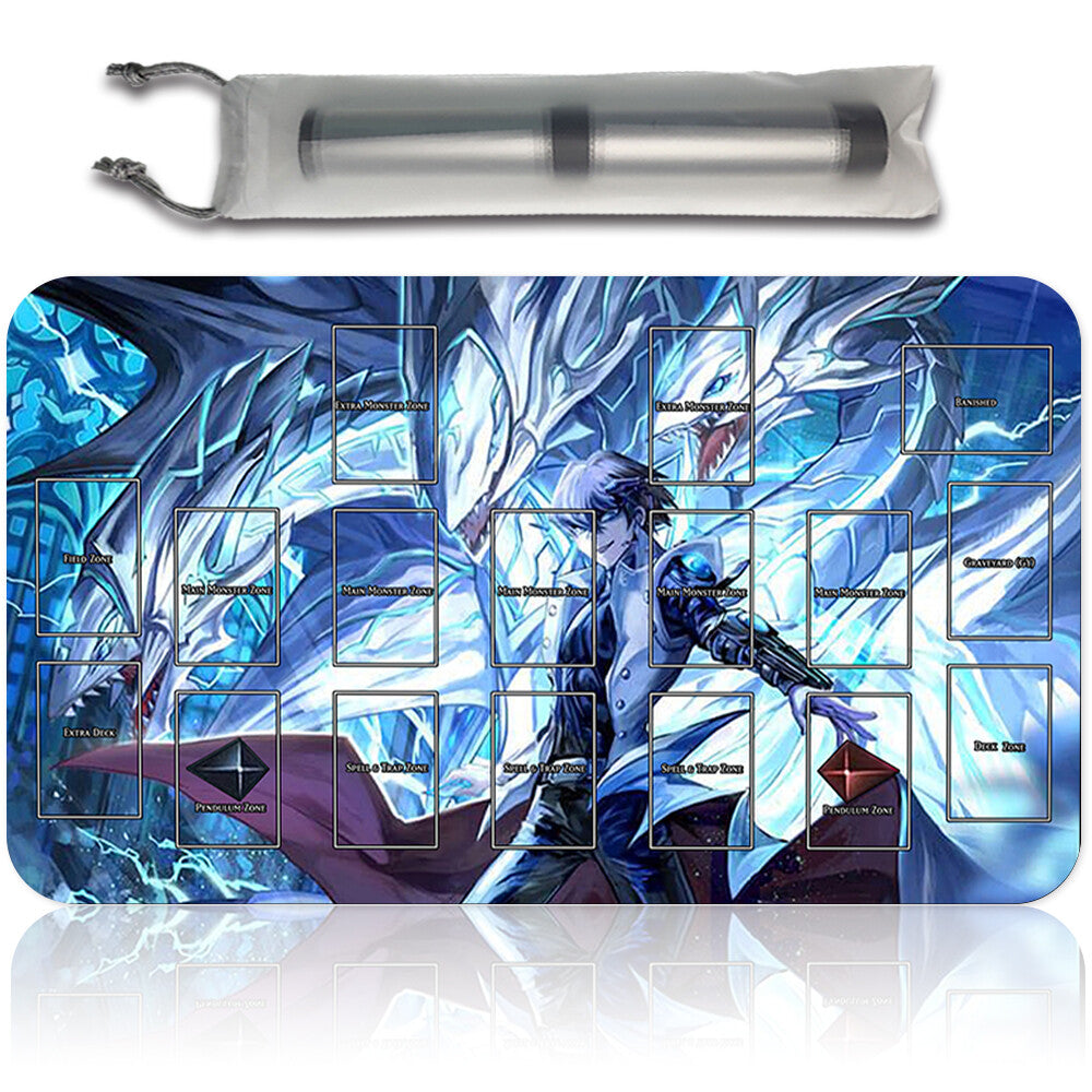Yugioh Playmat Stitched Edge With Card Zones Yugioh Mouse pad Playmat Stitched Edge of Yugioh TCG