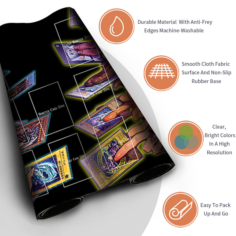 Yugioh Playmat Stitched Edge With Card Zones Yugioh Mouse pad Playmat Stitched Edge of Yugioh TCG | d9s3y4s