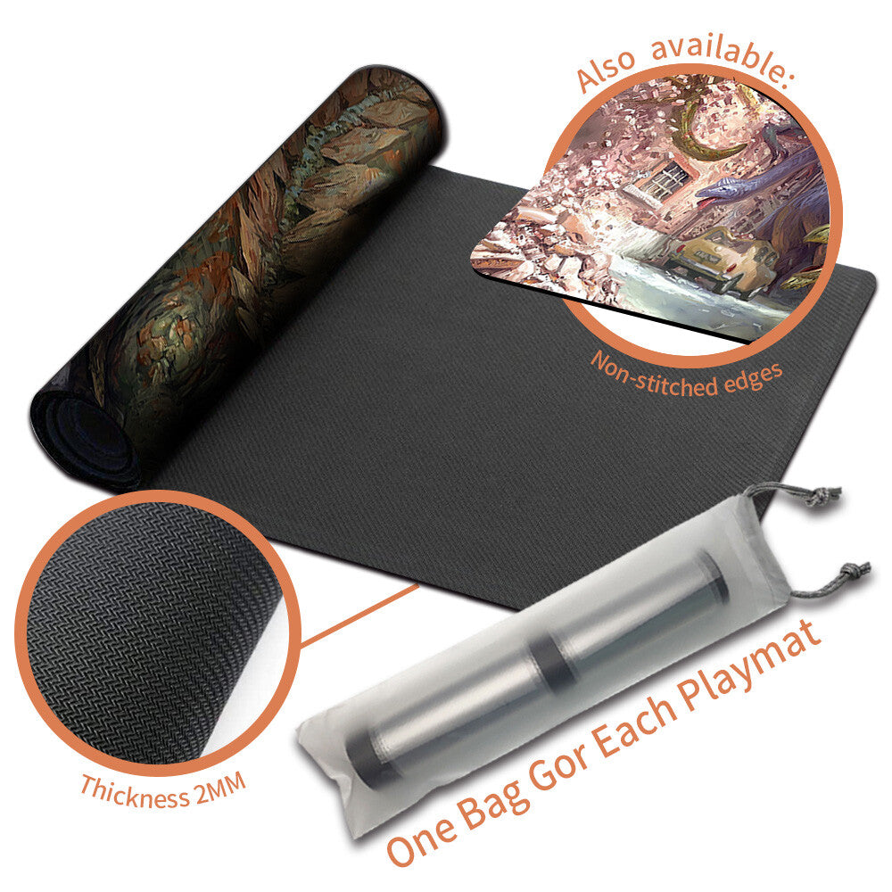 Displaced Dinosaurs - Magic The Gathering MTG Playmat TCG CCG MTG Playmat Stitched Edge