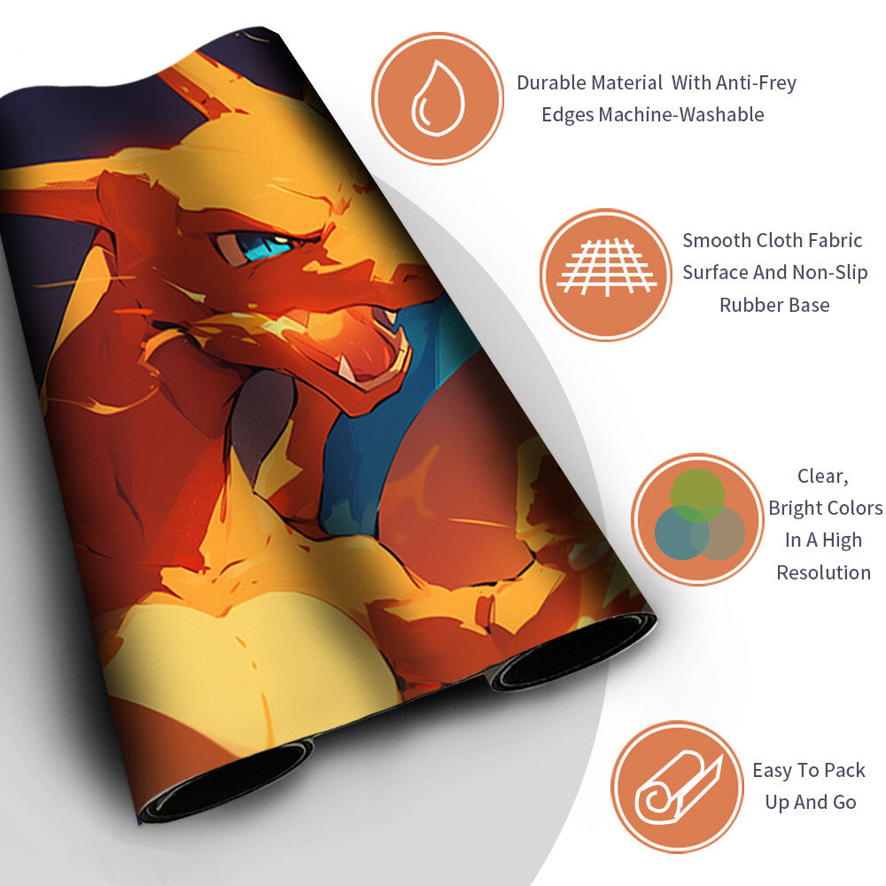 New Pokemon Charizard Playmat Stitched Edge with Free Bag | Pokemon TCG Playmat Stitched Edge | 1351146