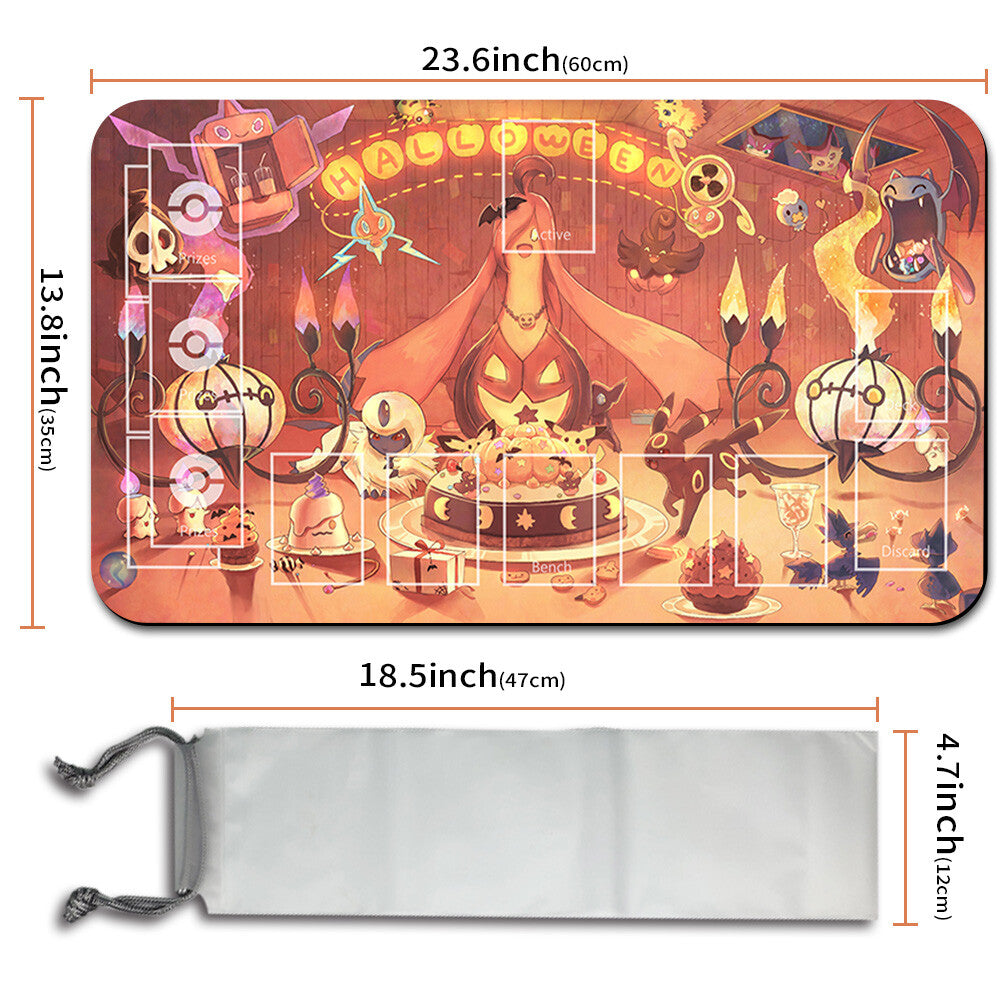 NEW Pokemon Playmat Stitched Edge with Card Zones Free Bag Rubber Playmat Stitched Edge Compatible Pokemon