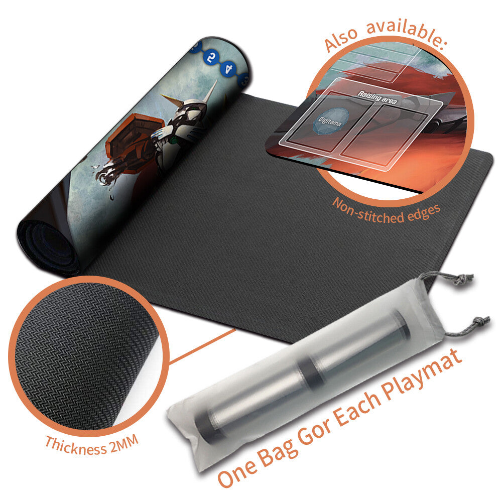 Board Game Digimon Playmat With Card Zones Mousepad Playmat of TCG CCG Stitched Edge