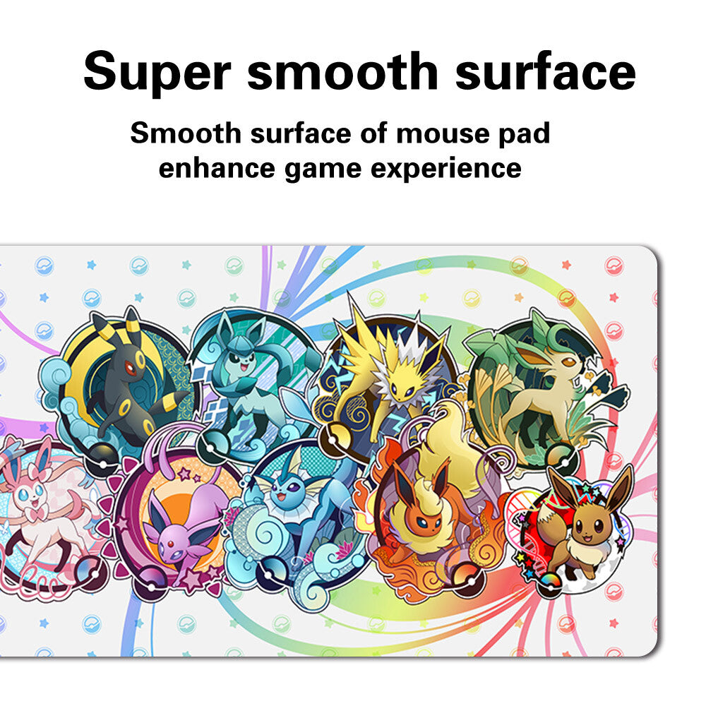 Eeveelutions - Board Game Pokemon Eevee Playmat Stitched Edge Games Mousepad Play Mat of TCG
