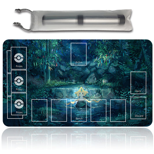 NEW Pokemon Playmat Stitched Edge with Card Zones Free Bag Rubber Playmat Stitched Edge Compatible Pokemon