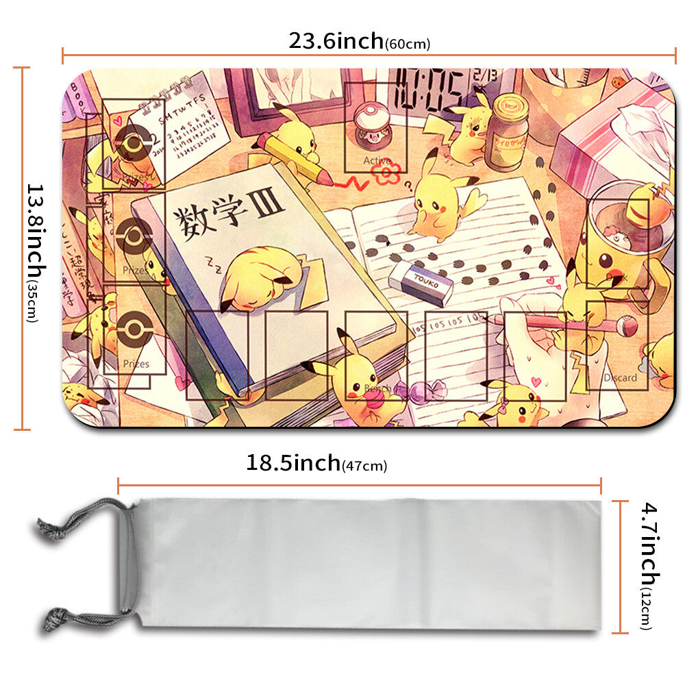 Pokemon Pikachu Playmat Stitched Edge With Zones + Free Bag Games Playmat Stitched Edge of MTG TCG CCG
