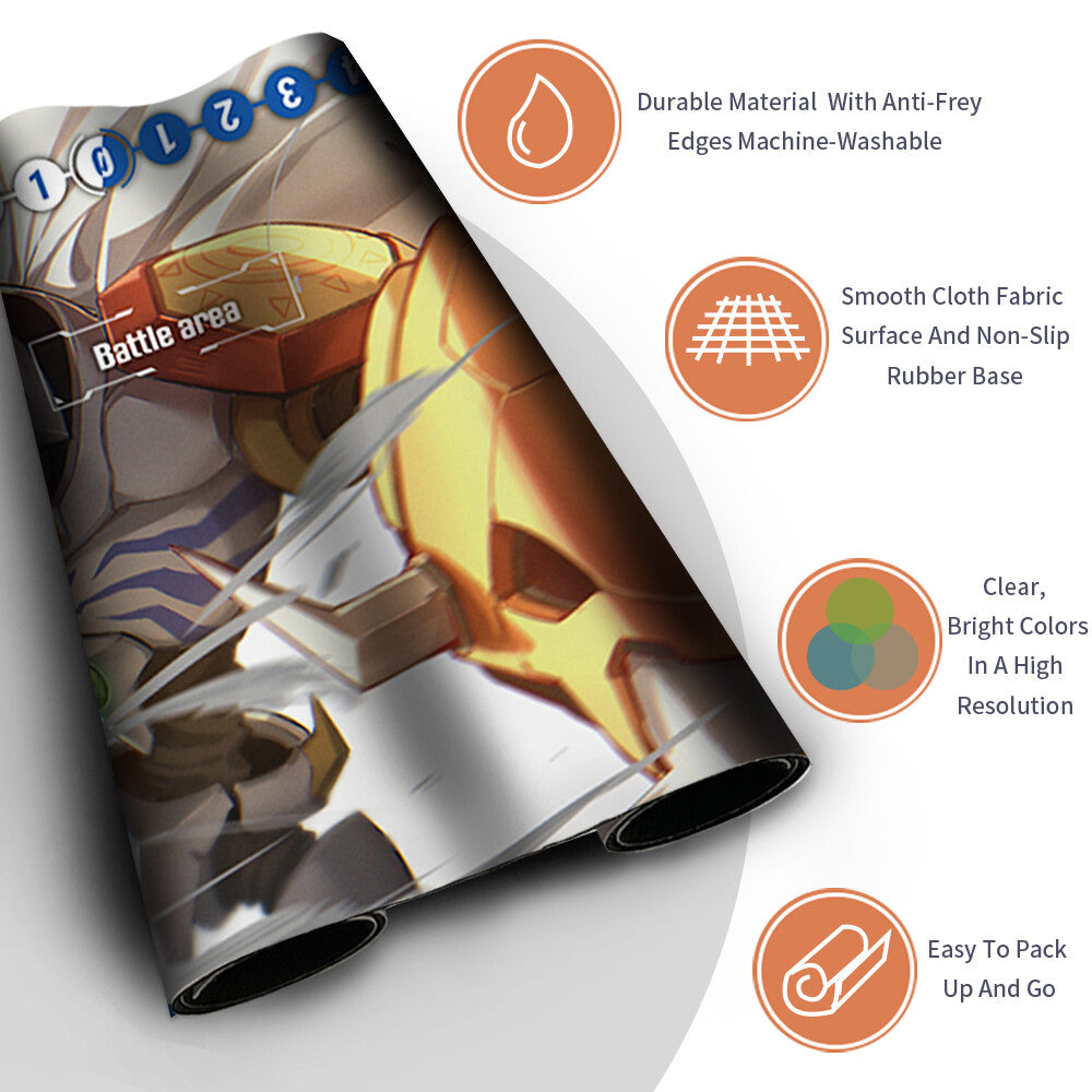 Board Game Digimon Playmat With Card Zones Mousepad Playmat of TCG CCG Stitched Edge