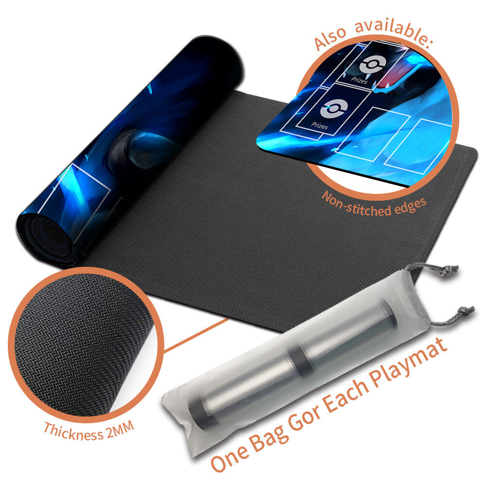 NEW Pokemon Charizard Playmat Stitched Edge with Card Zones Free Bag Rubber Playmat Stitched Edge of TCG