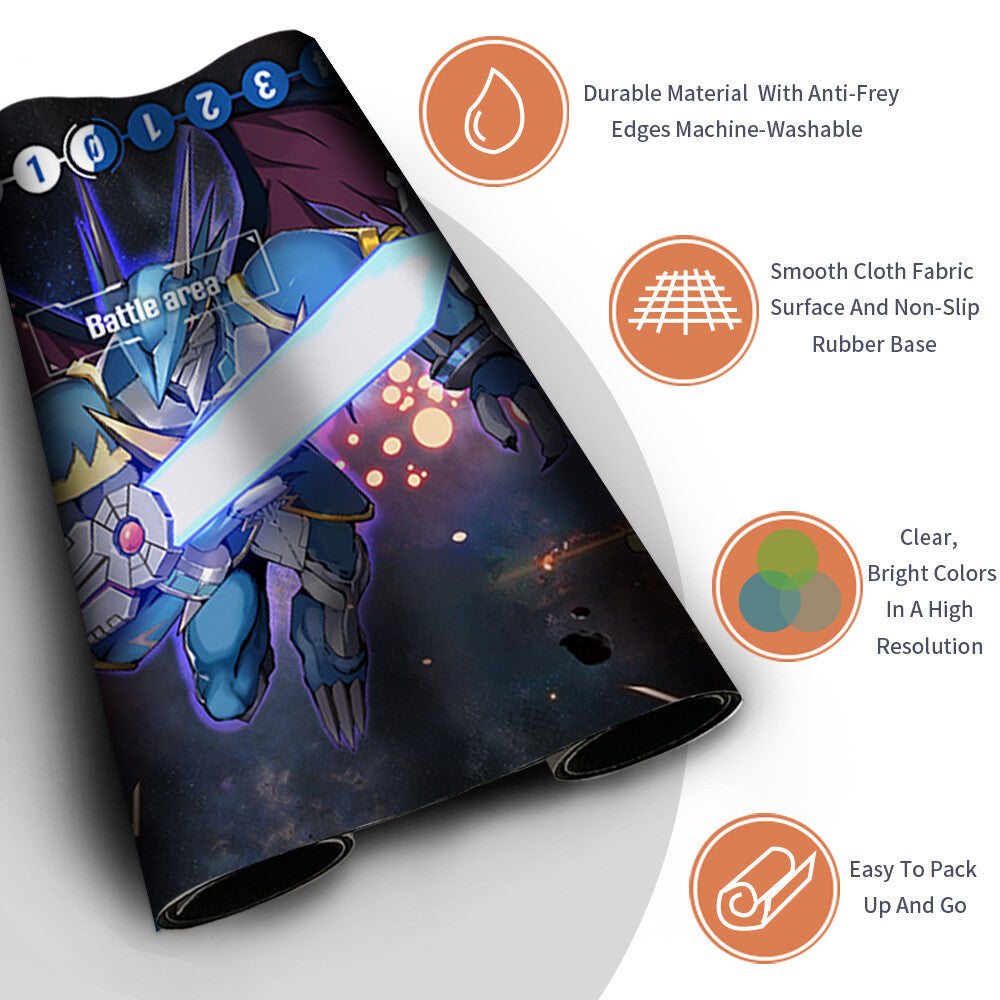 Board Game Digimon Playmat With Card Zones Mousepad Playmat of TCG CCG Stitched Edge