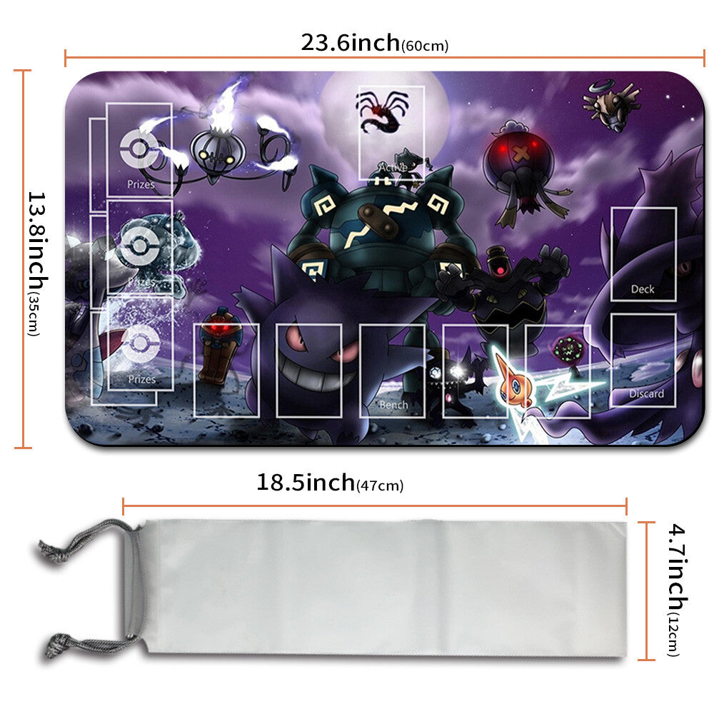 Pokemon Playmat Stitched Edge gengar With Zones + Free Bag Trading Card Game Playmat Stitched Edge of TCG