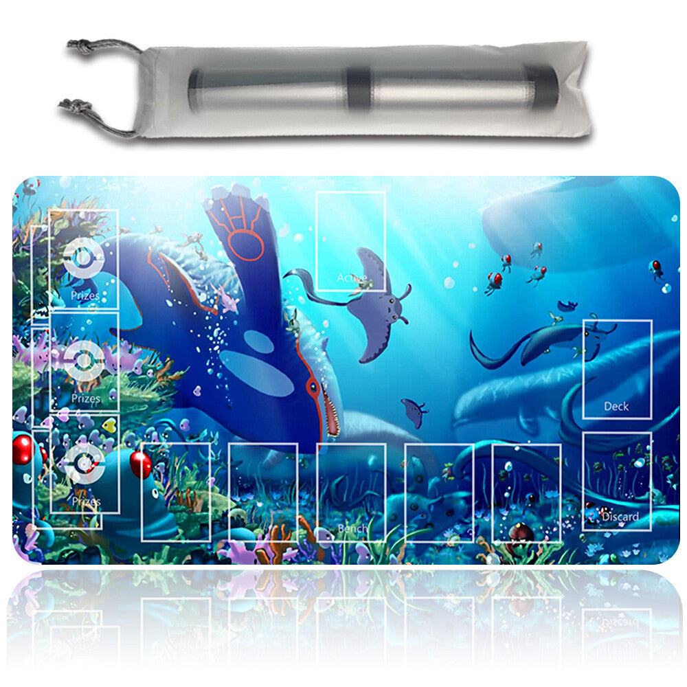 Pokemon Kyogre Playmat Stitched Edge With Zones + Free Bag Card Game Playmat Stitched Edge of MTG TCG CCG