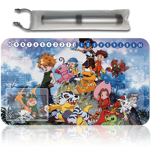 Board Game Digimon Playmat With Card Zones Mousepad Playmat of TCG CCG Stitched Edge