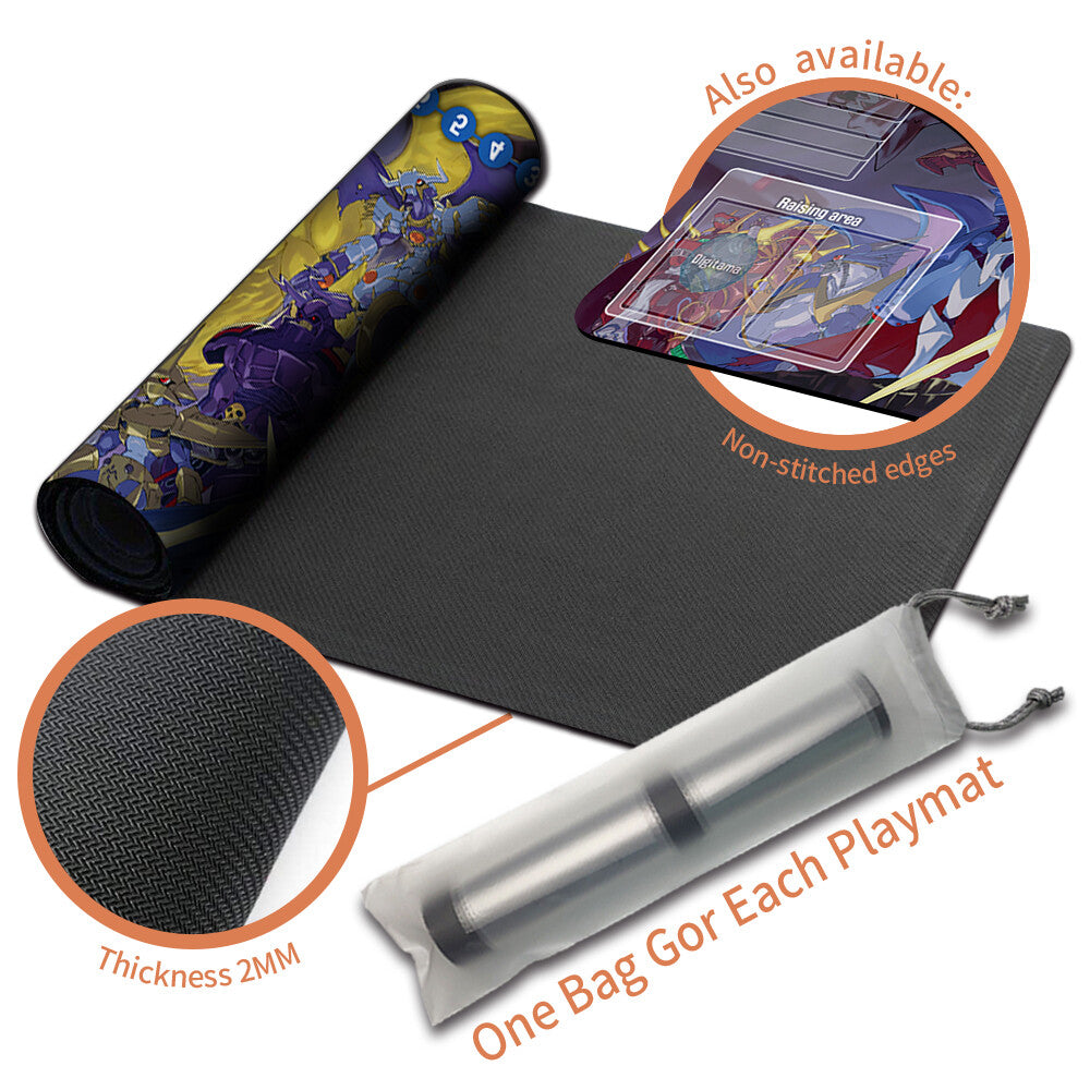 Board Game Digimon Playmat With Card Zones Mousepad Playmat of TCG CCG Stitched Edge