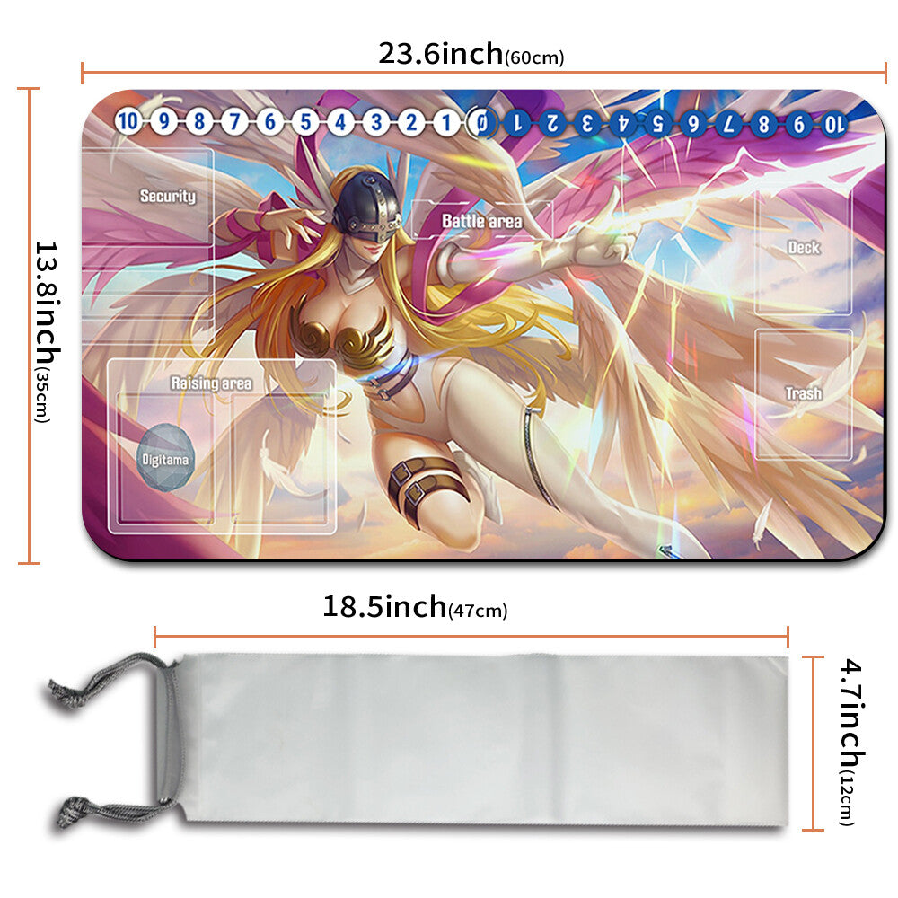 Board Game Digimon Playmat With Card Zones Mousepad Playmat of TCG CCG Stitched Edge